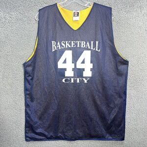 New York Basketball City Men's 2XL XXL Blue Yellow Jersey‎ #44 Reversible Mesh